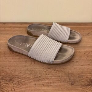 VIONIC Evie Knit Slide Sandal In Cream Women Size 8 Summer Everyday Comfort Pool